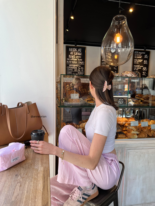 Beauty case pink stripes