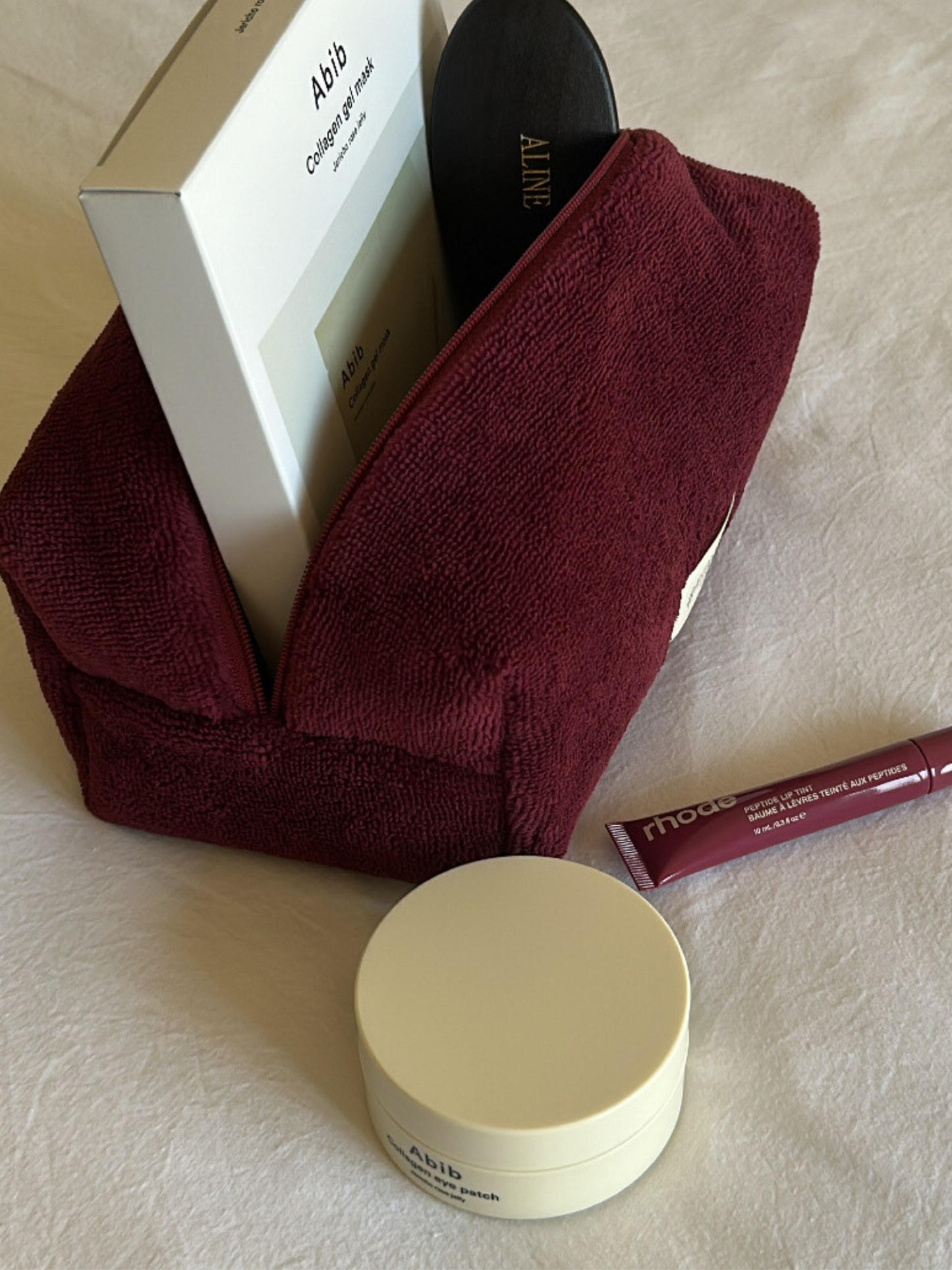 Beauty case burgundy bamboo