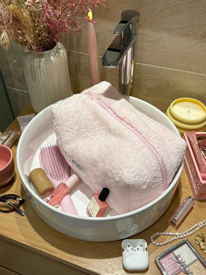 Beauty case pale pink terry