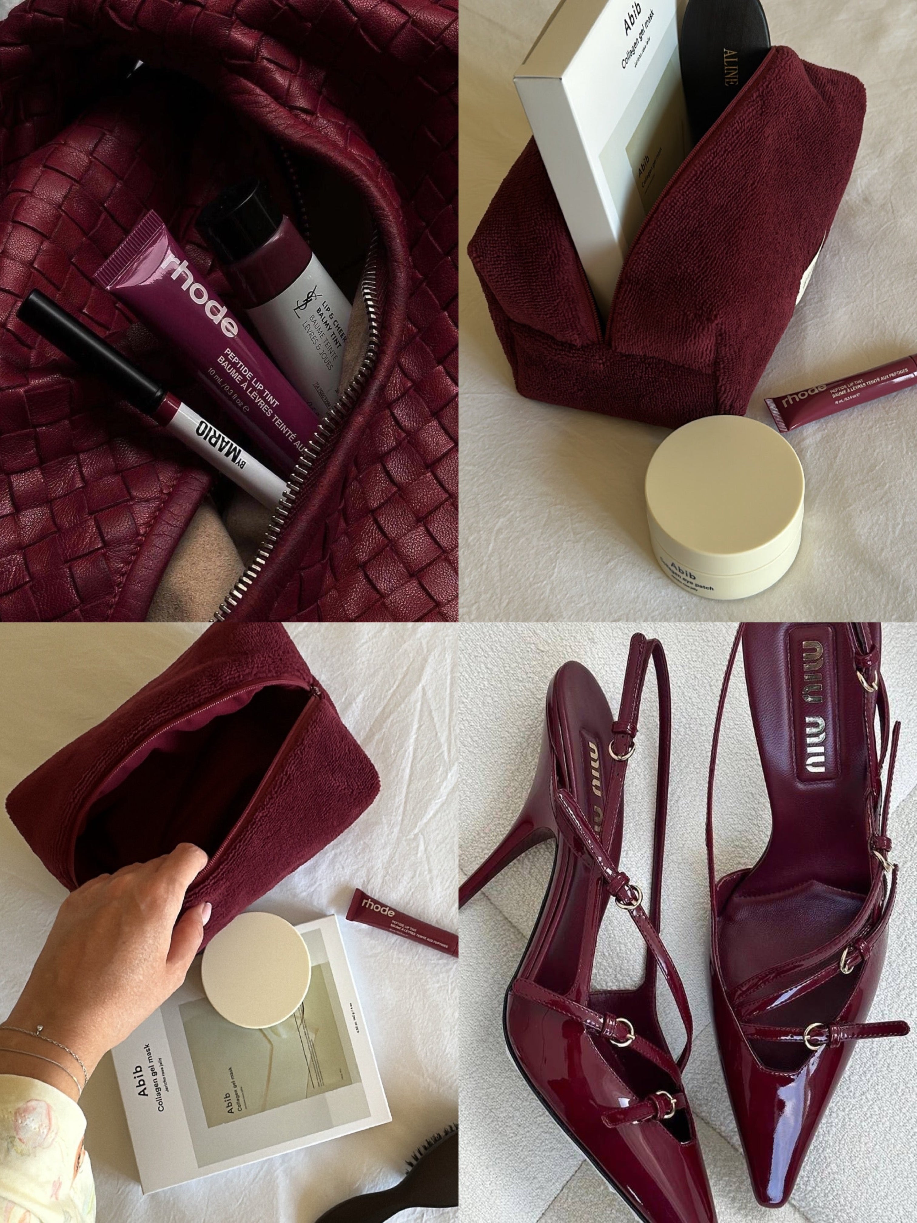Beauty case burgundy bamboo