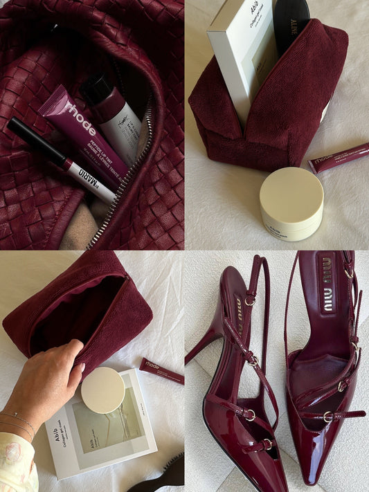 Beauty case burgundy bamboo